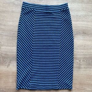 Maeve by Anthropologie Blue Black Textured Knit Pencil Skirt Size XS officesiren